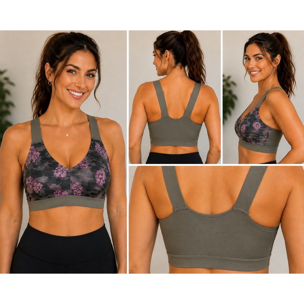 Spanx Bra-llelujah Unlined Bralette Camo Floral Olive Pink XL Wireless Bra